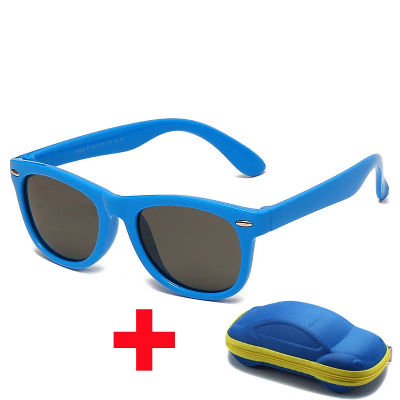 Beaira Baby Silicone Sunglasses with Glasses Box Boys Girls Outdoor Goggles Sun Glasses AC Lens Safety Glasses and Cases Gift for Kids