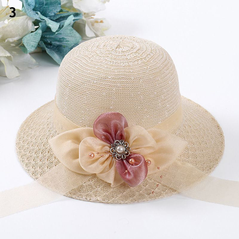 Beaira Women Straw Hats Sun Hats Straw Hat Ladies Panama Cap Sun Protection Wide Brim Ribbon Bowknot Girls Outdoor Summer Beach Sun Hat