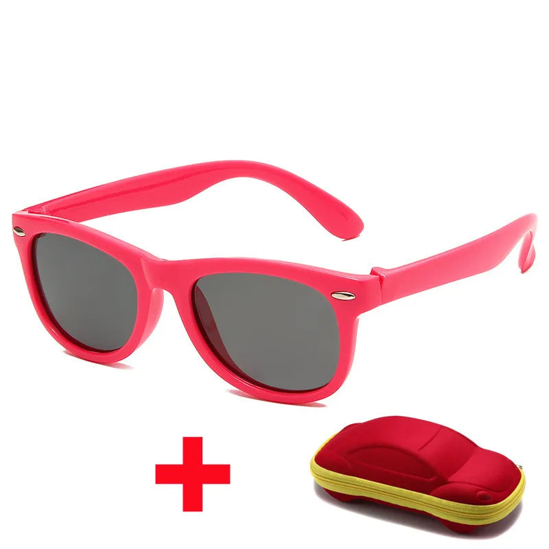 Beaira Baby Silicone Sunglasses with Glasses Box Boys Girls Outdoor Goggles Sun Glasses AC Lens Safety Glasses and Cases Gift for Kids