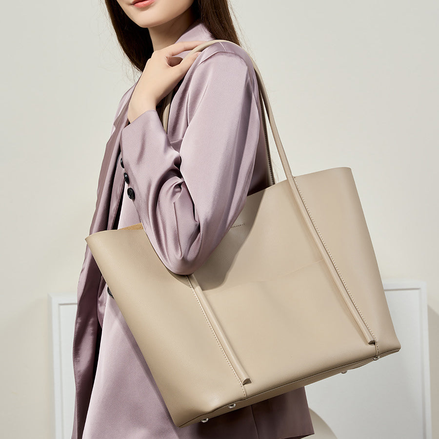 Beaira New Genuine Leather Women's Tote Bags Summer Hand-Held Large Cowhide Commuter Shoulder Bag