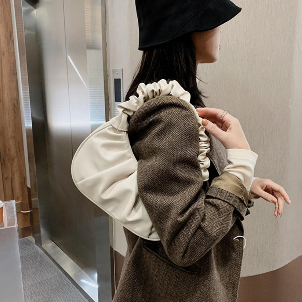 Beaira Fashion Pleated Handlebags For Women Pu Cloud Bags Leisure Armpit Bag Shopping Shoulder Bags Dumpling Handbag Female