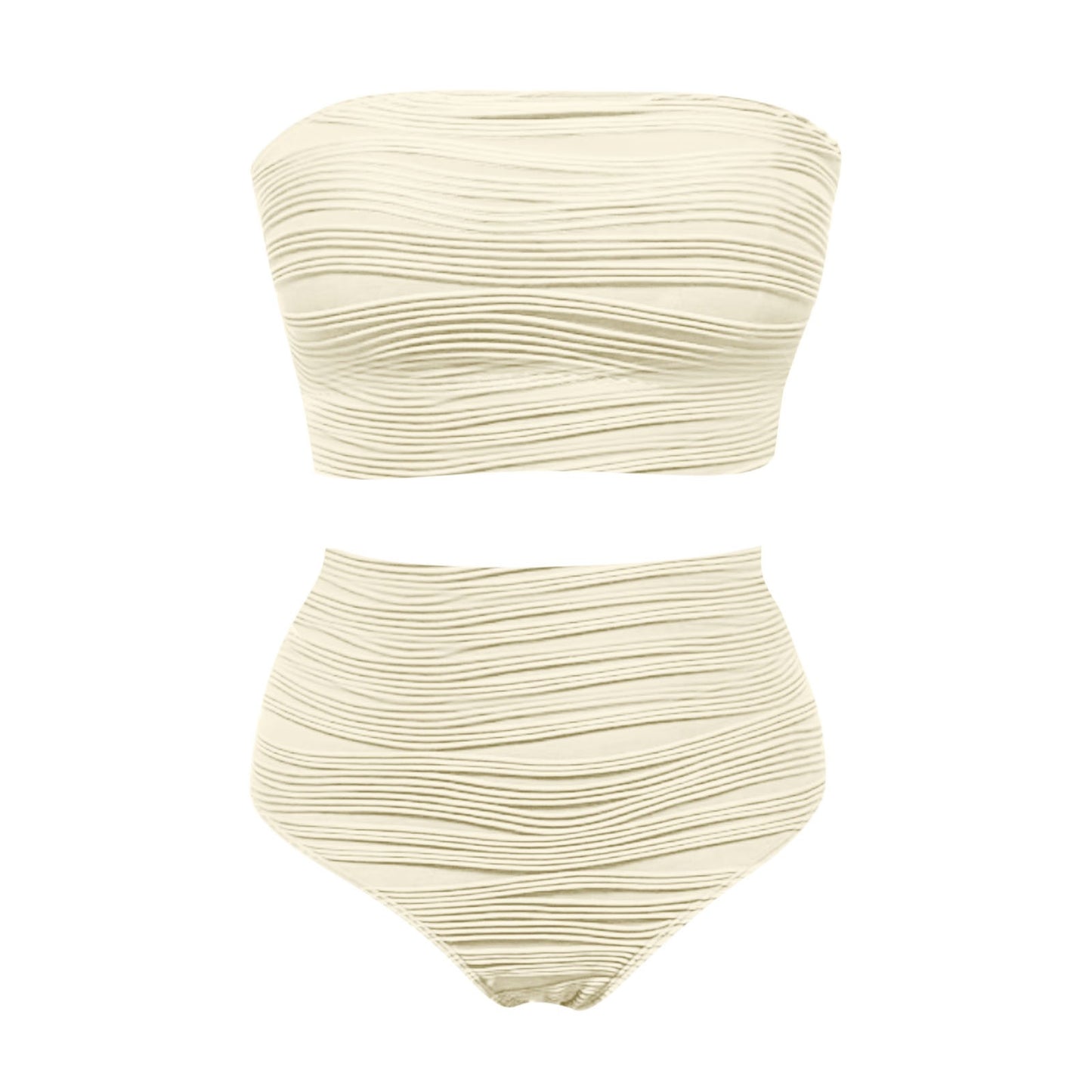 Beaira New Bandeau Swimsuit Women High Waist Two-Piece Swimwear Sexy Strapless Bikinis Sets Ladies Bathing Suit Solid Biquini