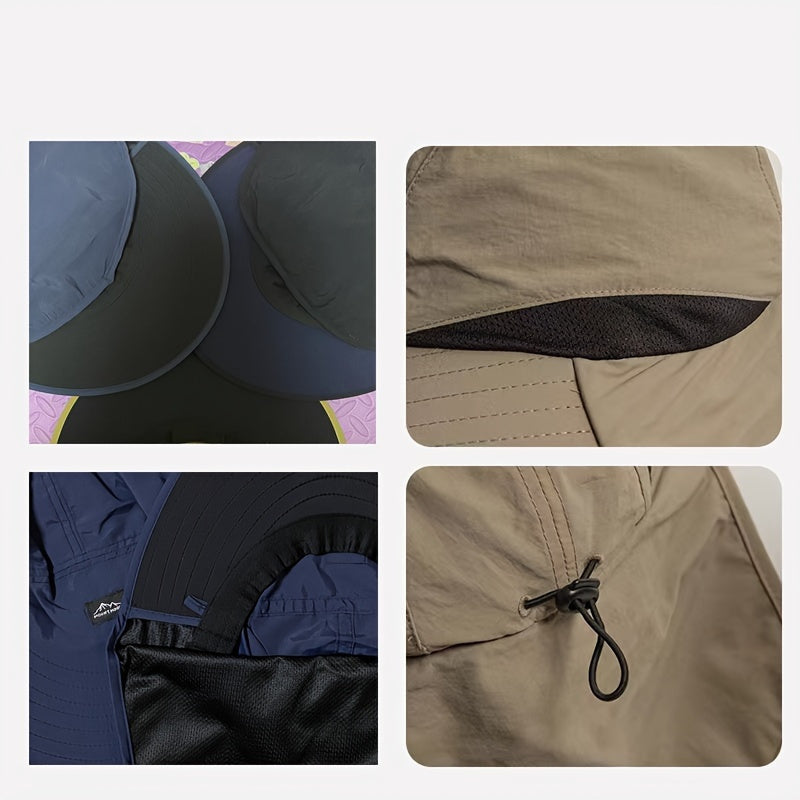 Beaira Unisex Summer Wide Brim Waterproof and Quick-drying Panama Caps Outdoor Visor Bucket Hats Mesh Breathable Sun Hat with Neck Flap