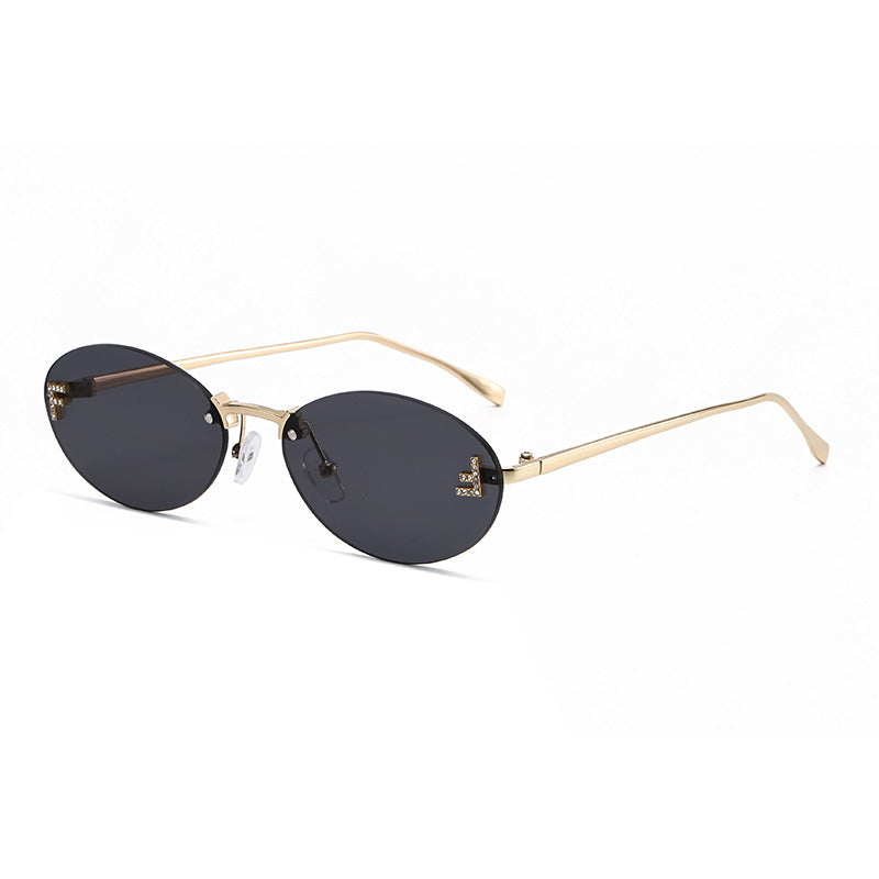 Beaira Motorcycle Rectangle Fashion Elegant Oval Sunglasses Male Letter "F" Rimless Sunglasses Female Travel Driving Goggles Unisex