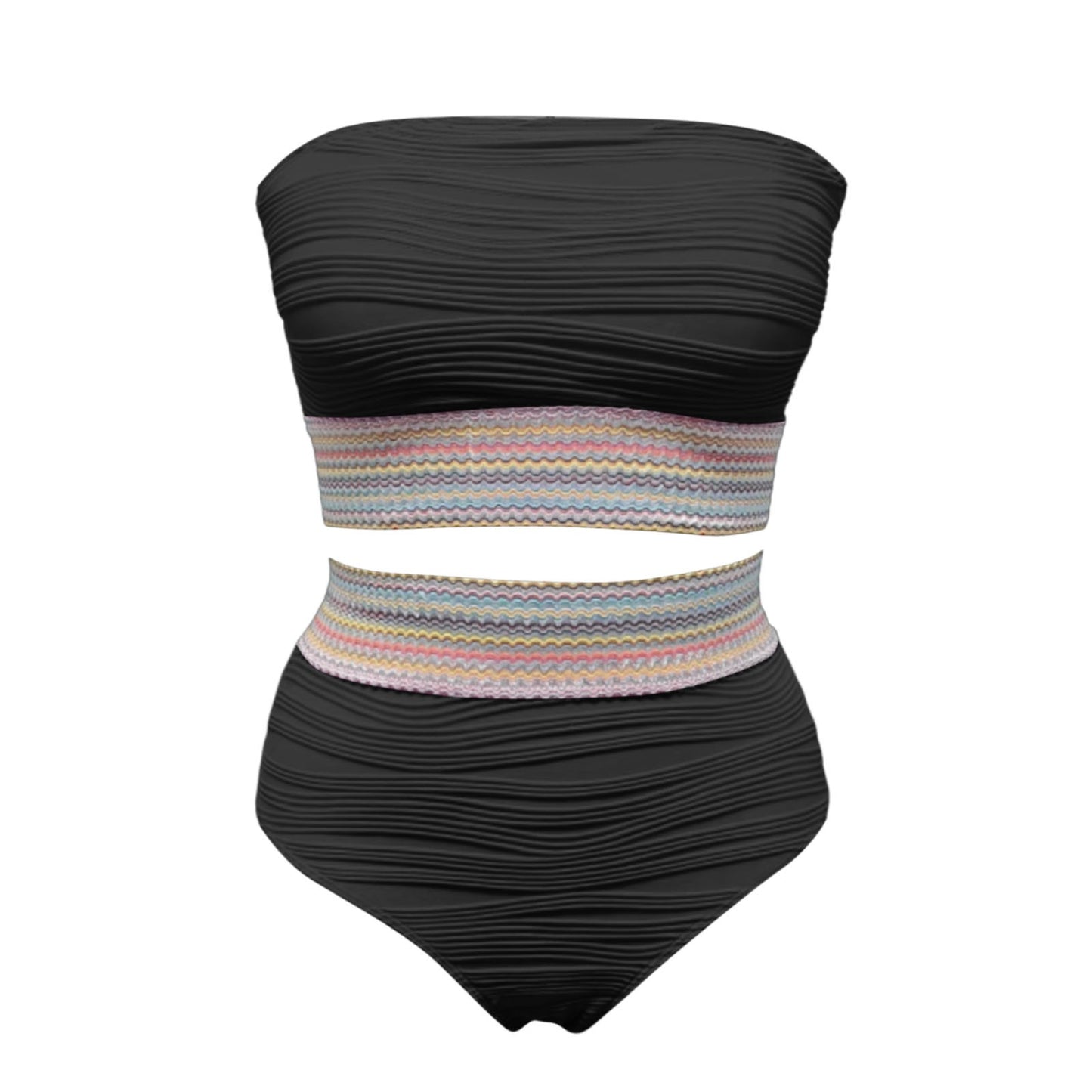 Beaira New Bandeau Swimsuit Women High Waist Two-Piece Swimwear Sexy Strapless Bikinis Sets Ladies Bathing Suit Solid Biquini
