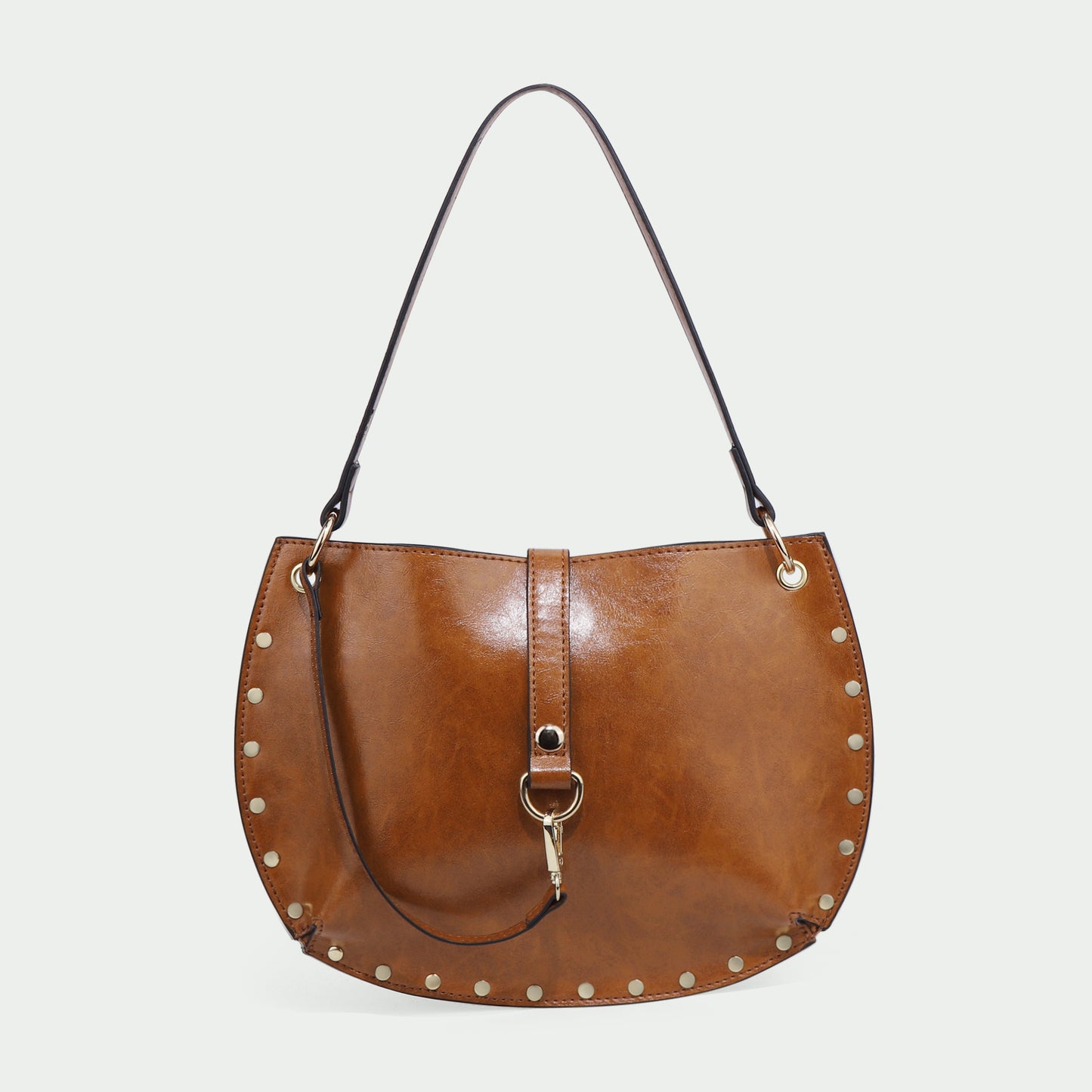 Beaira Women's Studded Crescent Saddle Bag, Versatile For Shoulder & Crossbody Wear, Punk Style, Fashion Design Suitable For Daily Use