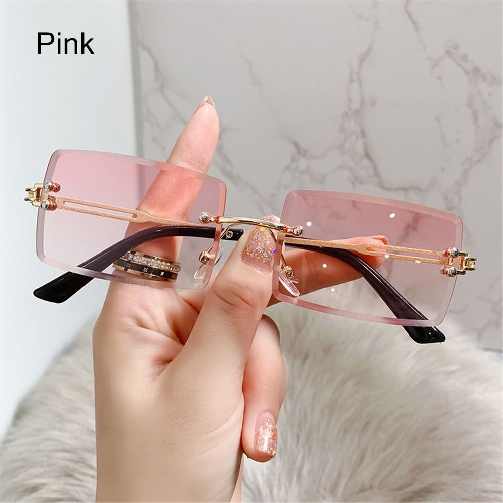 Beaira Vintage Fashion New Sunglasses Rimless Frameless Rectangle Shades Gradient UV400 Summer Traveling Sun Glasses for Women