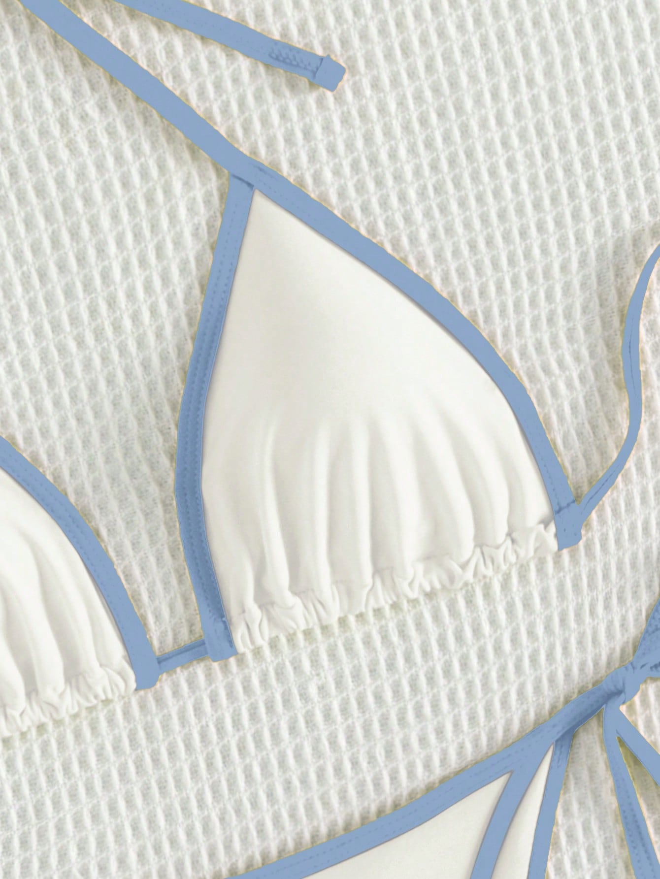 Beaira Summer white and blue color-block bow-tie pure bikini set suitable for women's beach vacation