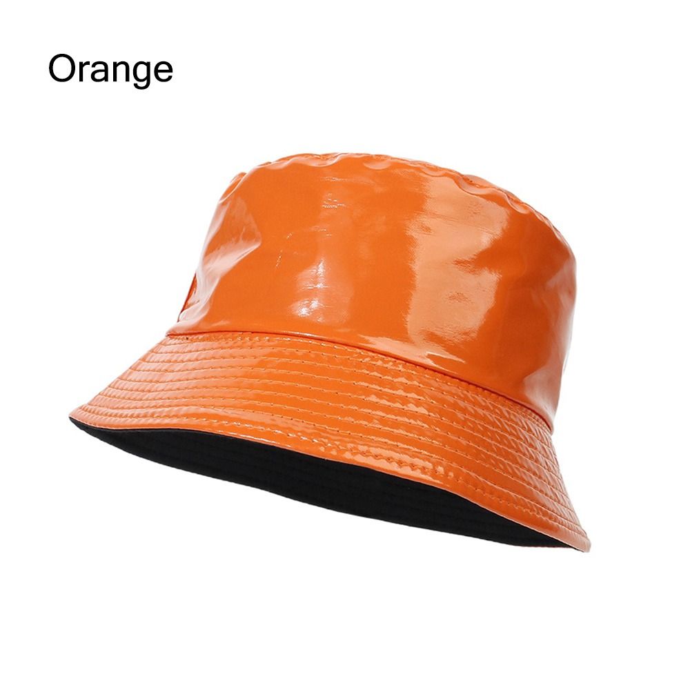 Beaira Faux Leather Bucket Hat Women Reversible PU Leather Sun Hat Fashion Autumn Waterproof Fisherman Hat Reversible Sun Bucket Hat