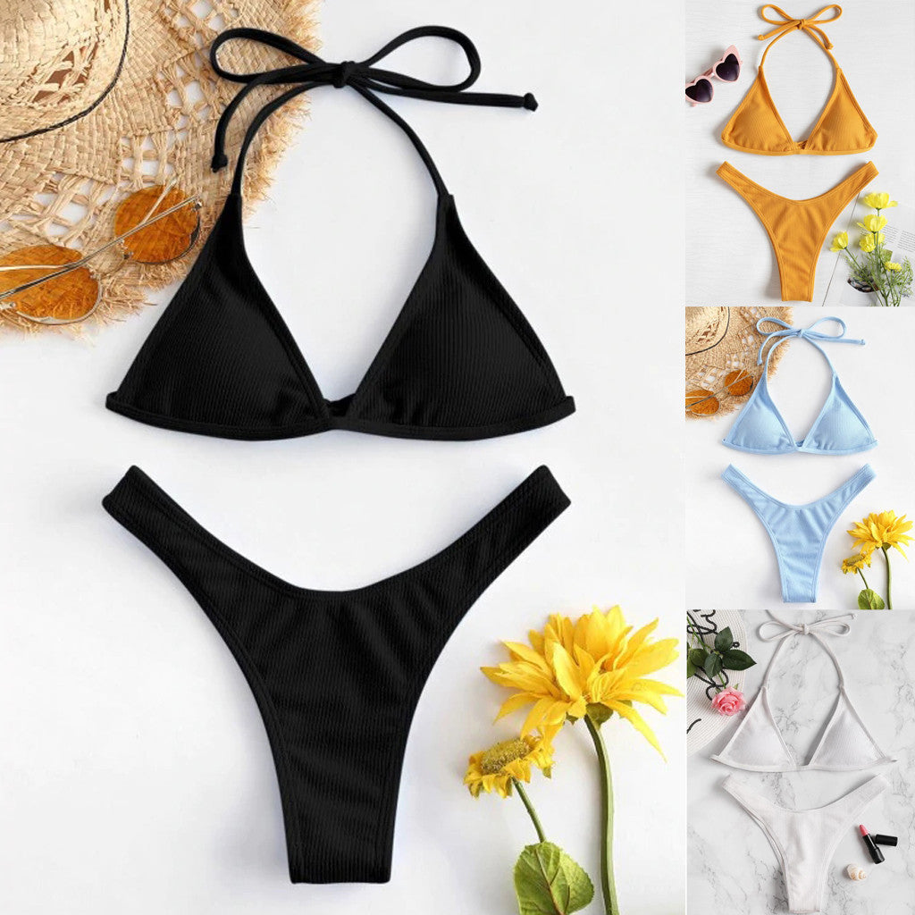 Beaira Halterneck Swimsuit Bikini Sexy High Cut Bikini Set Brazilian Swimsuit Thong Swimwear Women Girls Swimming Suit