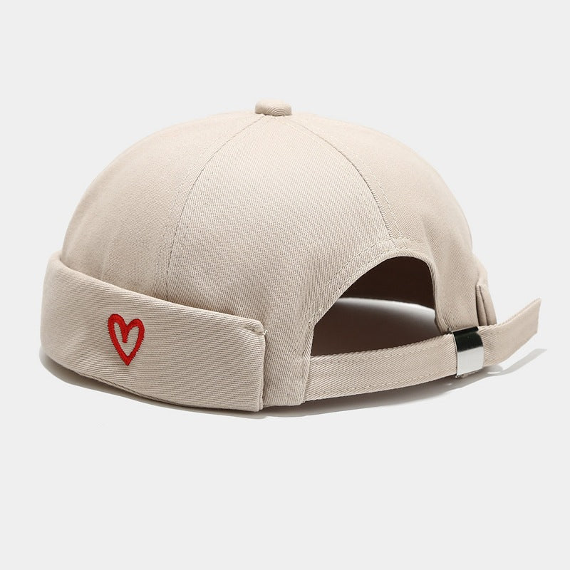 Beaira INS Literary Style Heart Love Label Docker Cap Vintage Brimless Hat Skullies Cap Beanie Hats Landlord Sailor Cap Men and Women
