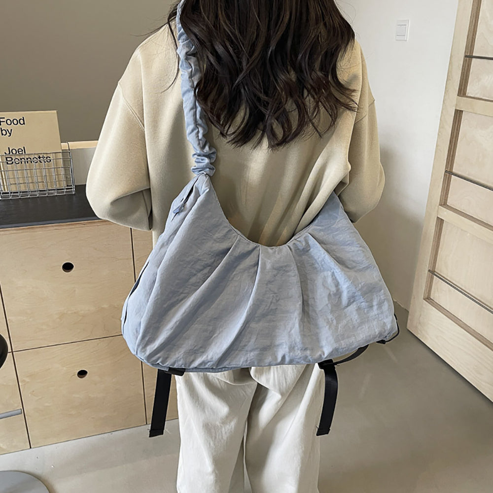 Beaira Foldable Lightweight Cloud Bag, Lazy Style Large Capacity Dumpling Bag, Solid Color Custom Embroidery Commuting Crossbody Bag