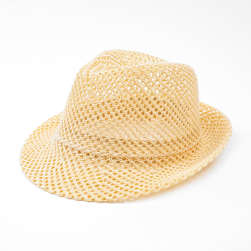 Beaira Unisex Summer Panama Hat Breathable Mesh Design Cotton-Polyester Material Compact Brim 58cm Head Circumference Jazz Cap