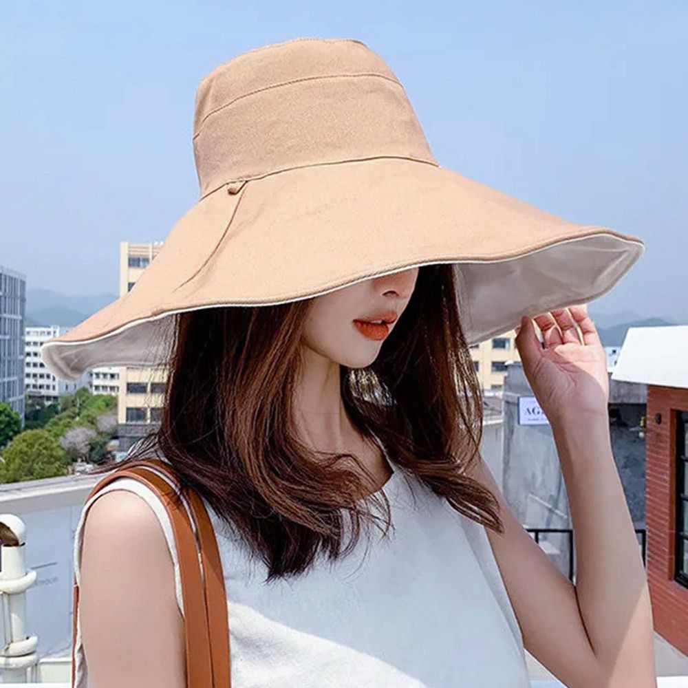 Beaira Anti-UV Big Brim Sunscreen Hats Caps Fisherman Cap Double-sided Foldable Bucket Hat for Women Girls Summer Sun Hat Visor