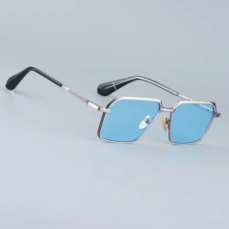 Beaira Classical Square Alloy Sunglasses Male Gradient Red Designer Japan Style Handmade Acetate Arm Eyeglasses UV400 Lenses