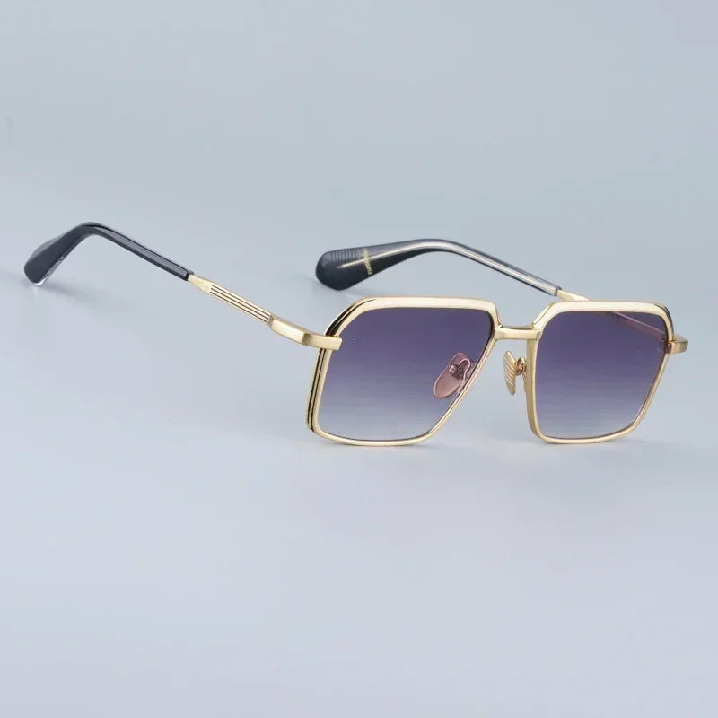 Beaira Classical Square Alloy Sunglasses Male Gradient Red Designer Japan Style Handmade Acetate Arm Eyeglasses UV400 Lenses