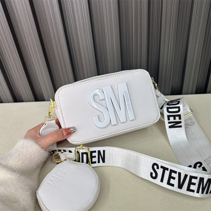 Beaira Spring/Summer New Fashion Camera Bag with Wide Shoulder Strap Lettering Small Square Bag Crossbody Bag