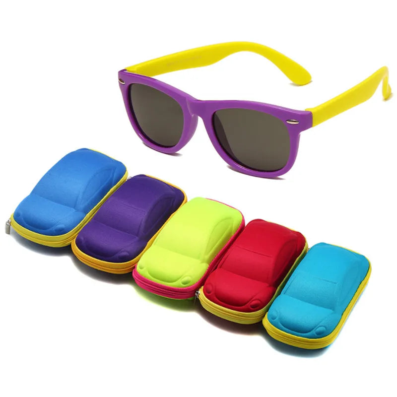Beaira Baby Silicone Sunglasses with Glasses Box Boys Girls Outdoor Goggles Sun Glasses AC Lens Safety Glasses and Cases Gift for Kids