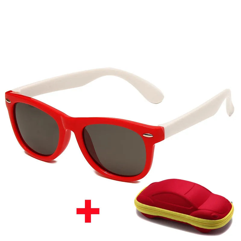 Beaira Baby Silicone Sunglasses with Glasses Box Boys Girls Outdoor Goggles Sun Glasses AC Lens Safety Glasses and Cases Gift for Kids