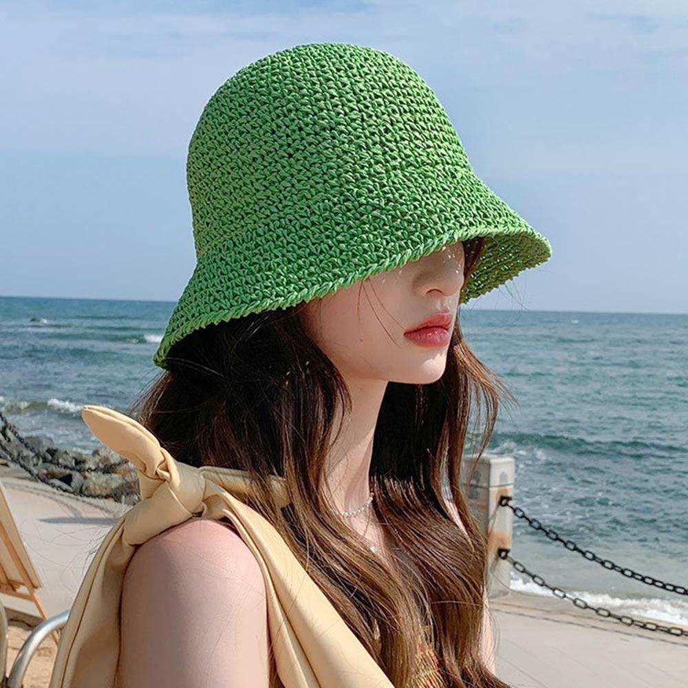 Beaira New Summer Women Sun Hat Casual Fashion Bowtie Fisherman Hat Straw Hat with Bow Ribbon Travel Beach Hat