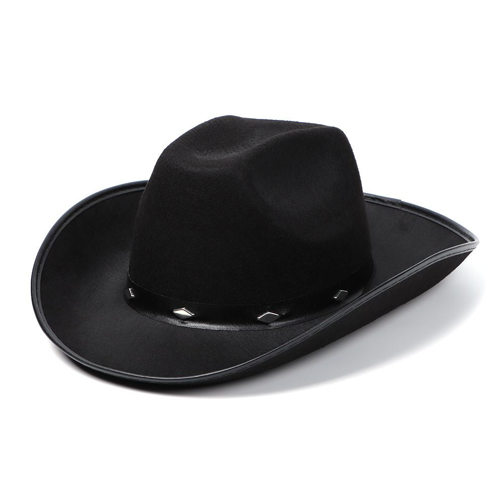 Beaira Western Cowboy Hat for Men Women Kids Fedora Outdoor Wide Brim Faux Leather Summer Wide Brim Beach Travel Cap Black White Pink