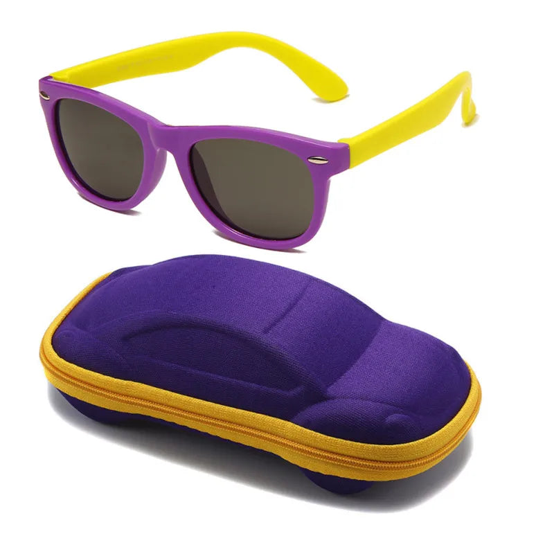 Beaira Baby Silicone Sunglasses with Glasses Box Boys Girls Outdoor Goggles Sun Glasses AC Lens Safety Glasses and Cases Gift for Kids