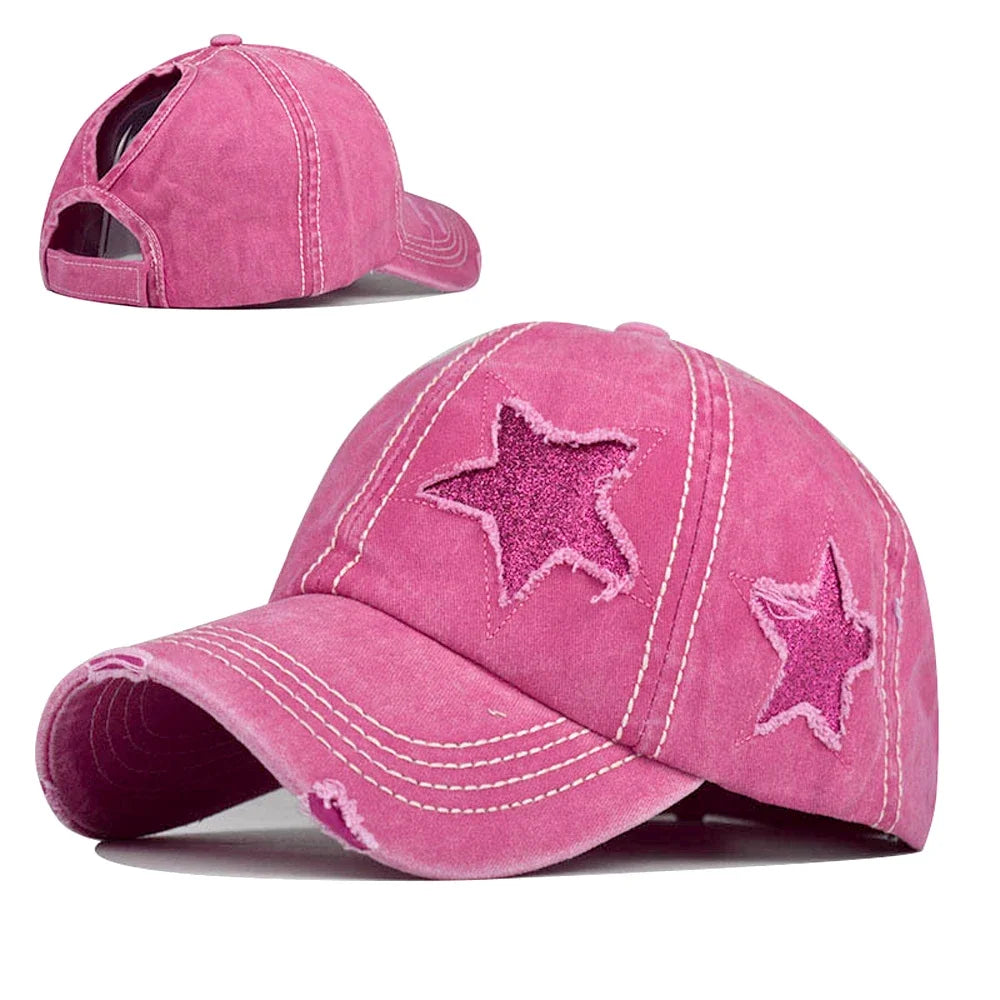 Beaira Retro Y2K Star Washed Denim Hole star Baseball cap Snapback Hats Autumn Summer fishing Hat Men Women Caps Casquette hats Gorras