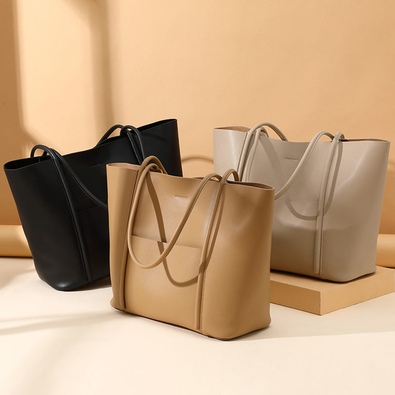 Beaira New Genuine Leather Women's Tote Bags Summer Hand-Held Large Cowhide Commuter Shoulder Bag