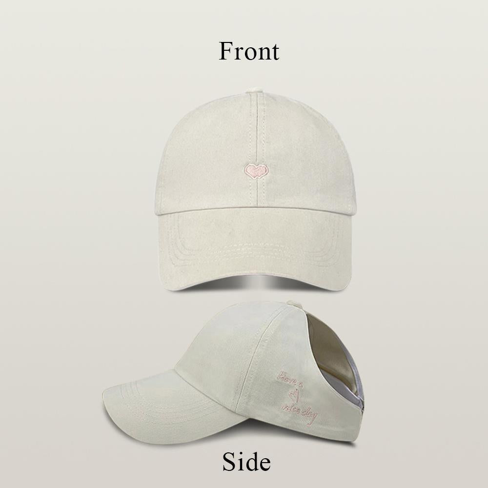 Beaira Children Girls Ponytail Baseball Caps Sun Hats Baseball Caps Adjustable Solid Color Love Heart Designs Peaked Caps Hat