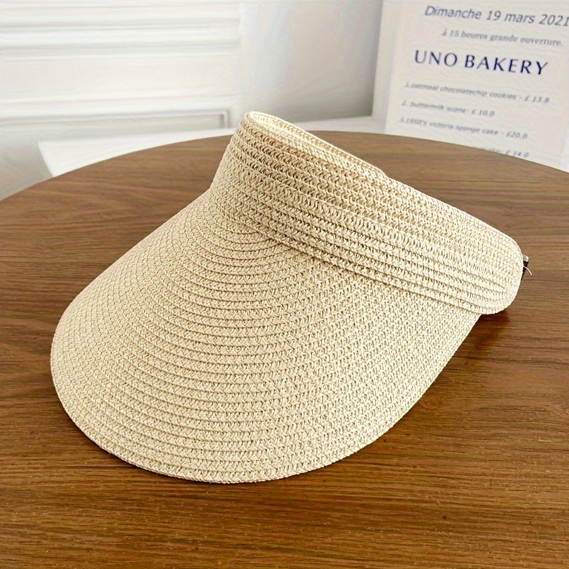 Beaira New spring sun hat for women's outdoor travel sun hat with large eaves and foldable roof beach straw hat