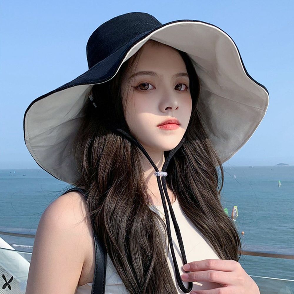 Beaira Anti-UV Big Brim Sunscreen Hats Caps Fisherman Cap Double-sided Foldable Bucket Hat for Women Girls Summer Sun Hat Visor