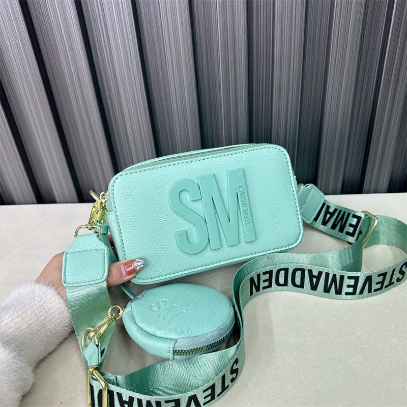Beaira Spring/Summer New Fashion Camera Bag with Wide Shoulder Strap Lettering Small Square Bag Crossbody Bag