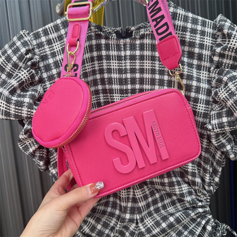 Beaira Spring/Summer New Fashion Camera Bag with Wide Shoulder Strap Lettering Small Square Bag Crossbody Bag