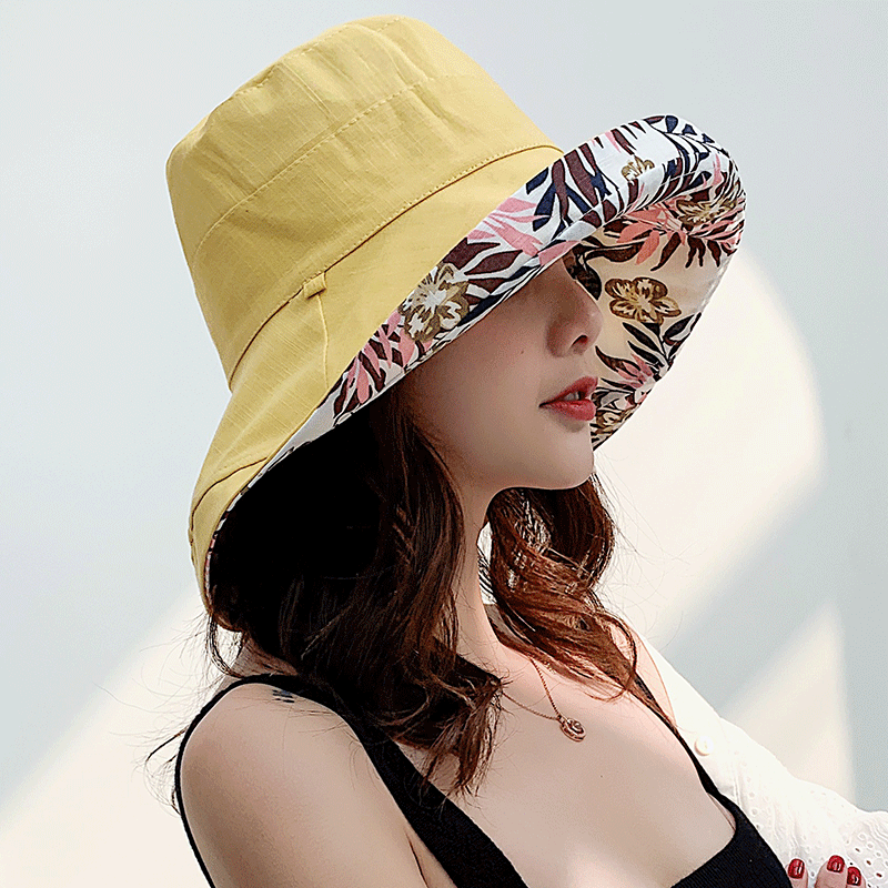 Beaira Women's Hat Bucket hat Panamanian Women Four Seasons Fisherman Hat Big Brim Hat Double-Sided Fisherman Hat Sun Visor Cap