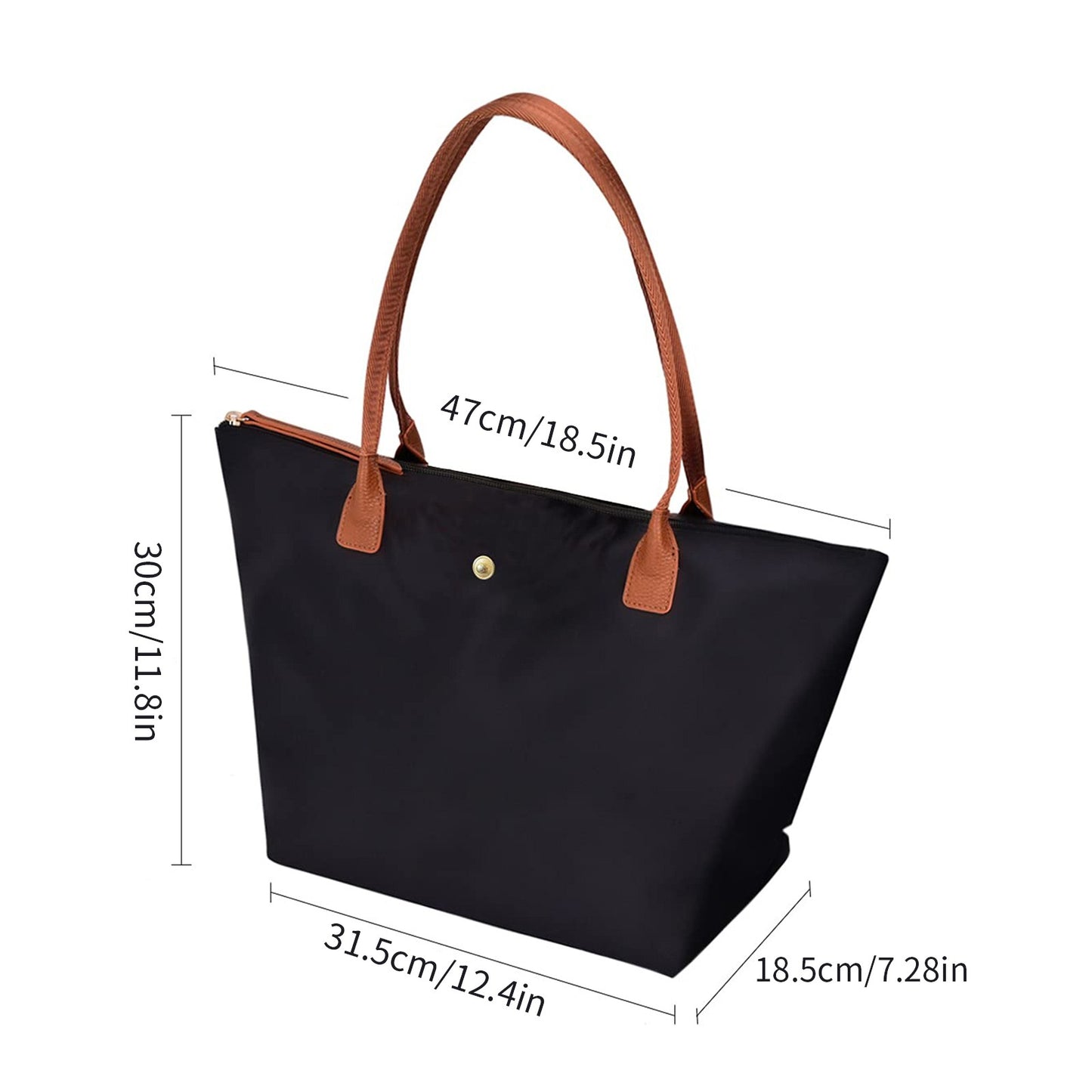 Beaira Large Capacity Shoulder Tote Bag for Women, Nylon Top-Handle Purse, Foldable Weekend Hobo Handbag Single Shoulder Soft Leather
