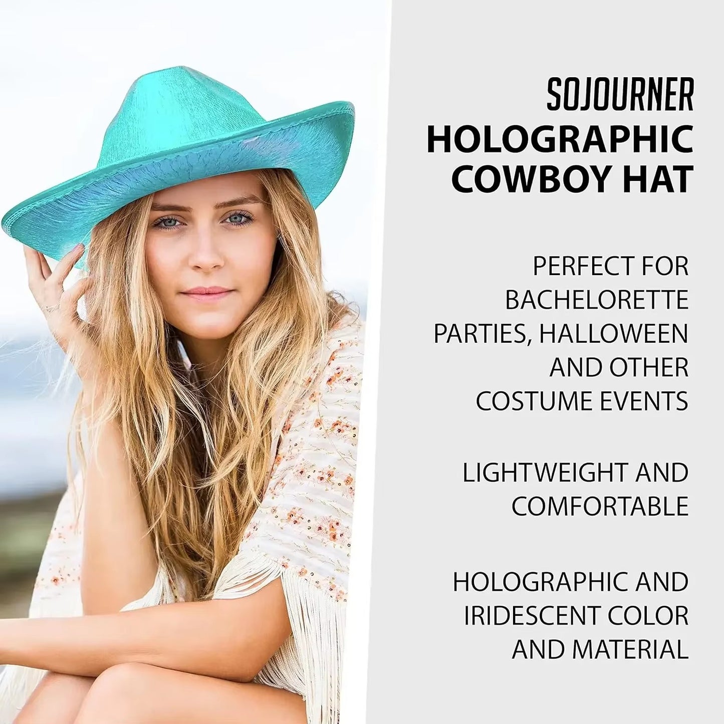 Beaira Lights Cowboy Cowgirl Hat with LED Light Up Cap Luminous Western Cowboy Hat Pearlescent Cowgirl Hat for Dancing Party Dress Up