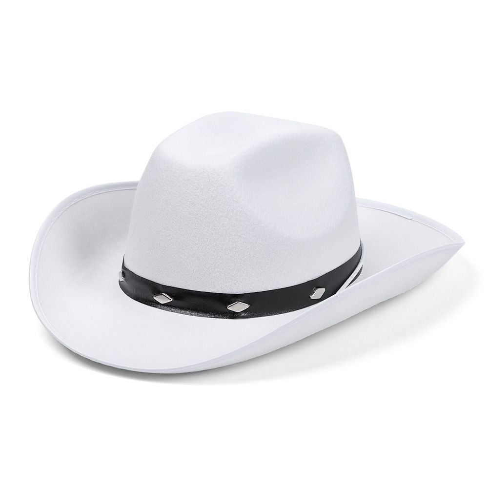 Beaira Western Cowboy Hat for Men Women Kids Fedora Outdoor Wide Brim Faux Leather Summer Wide Brim Beach Travel Cap Black White Pink