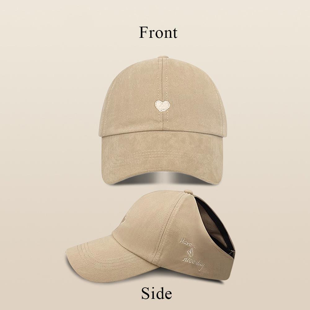 Beaira Children Girls Ponytail Baseball Caps Sun Hats Baseball Caps Adjustable Solid Color Love Heart Designs Peaked Caps Hat