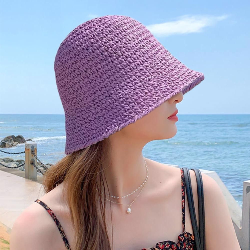 Beaira New Summer Women Sun Hat Casual Fashion Bowtie Fisherman Hat Straw Hat with Bow Ribbon Travel Beach Hat