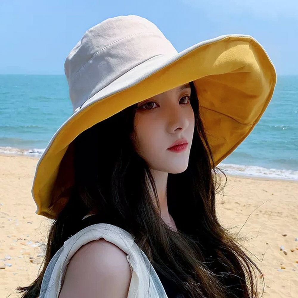 Beaira Anti-UV Big Brim Sunscreen Hats Caps Fisherman Cap Double-sided Foldable Bucket Hat for Women Girls Summer Sun Hat Visor