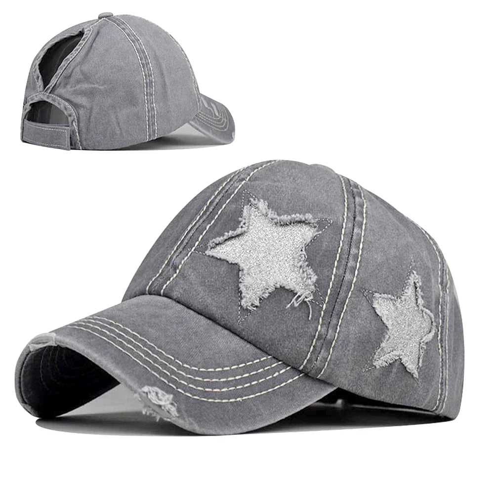Beaira Retro Y2K Star Washed Denim Hole star Baseball cap Snapback Hats Autumn Summer fishing Hat Men Women Caps Casquette hats Gorras