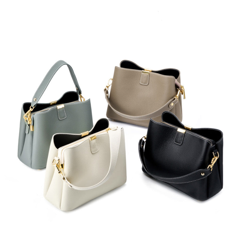 Beaira 100% Cow Genuine Leather Bucket Shoulder Crossbody Bags For Women 2025 Luxury Designer Wide Strap Tote Ladies Handbags