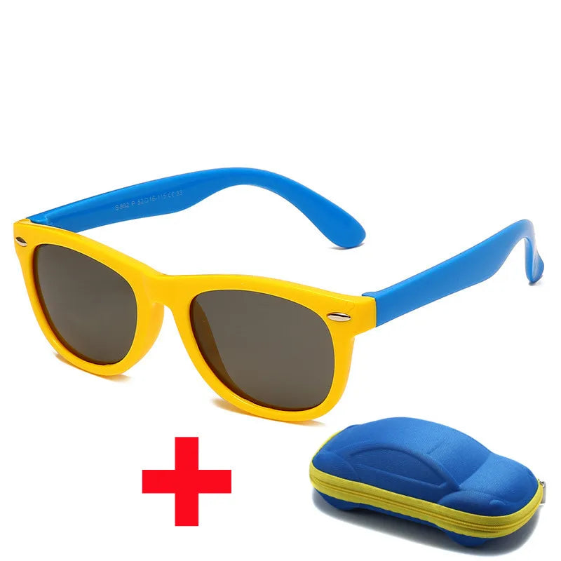 Beaira Baby Silicone Sunglasses with Glasses Box Boys Girls Outdoor Goggles Sun Glasses AC Lens Safety Glasses and Cases Gift for Kids