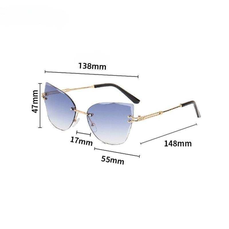 Beaira Vintage Rimless Sunglasses Women Men Steampunk Eyeglasses New Fashion Cat Eye Gradient Sun Glasses UV400 Shades Goggles