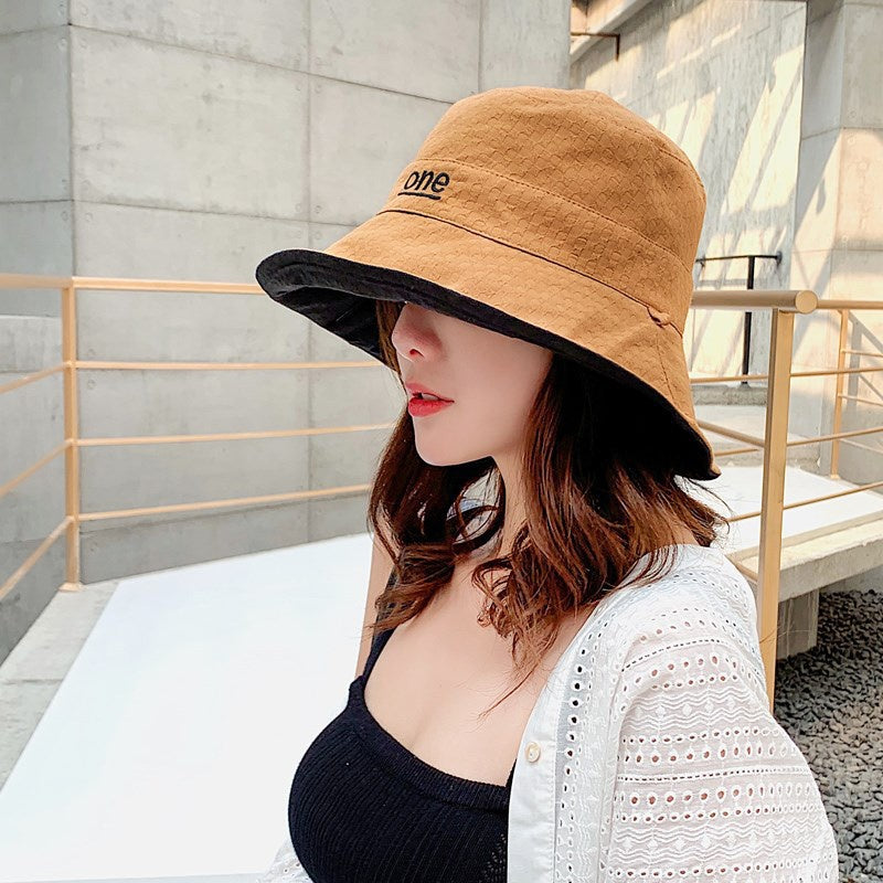Beaira Womens ‘ONE‘ Letter Embroidery Double-Sided Cotton Bucket Hat