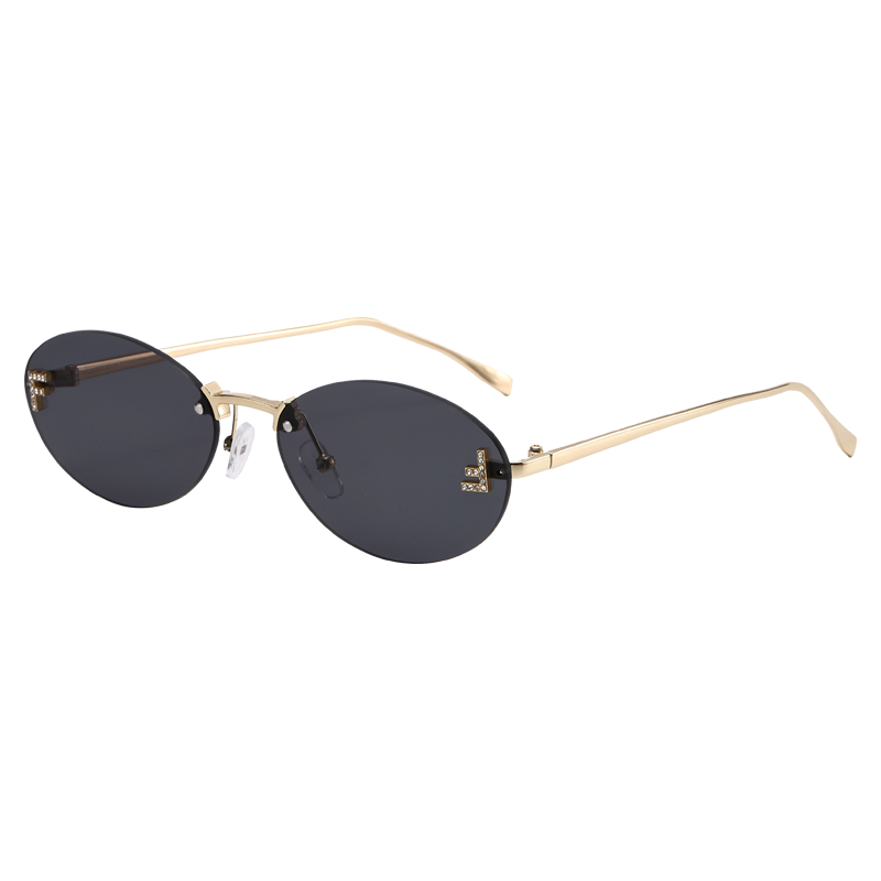Beaira Motorcycle Rectangle Fashion Elegant Oval Sunglasses Male Letter "F" Rimless Sunglasses Female Travel Driving Goggles Unisex