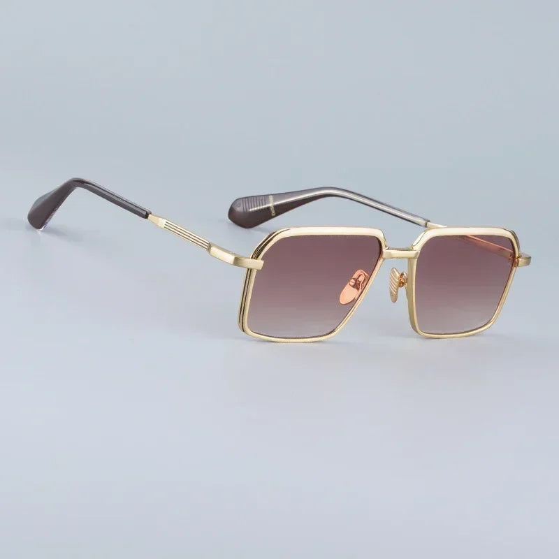 Beaira Classical Square Alloy Sunglasses Male Gradient Red Designer Japan Style Handmade Acetate Arm Eyeglasses UV400 Lenses