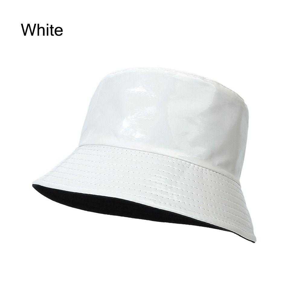 Beaira Faux Leather Bucket Hat Women Reversible PU Leather Sun Hat Fashion Autumn Waterproof Fisherman Hat Reversible Sun Bucket Hat