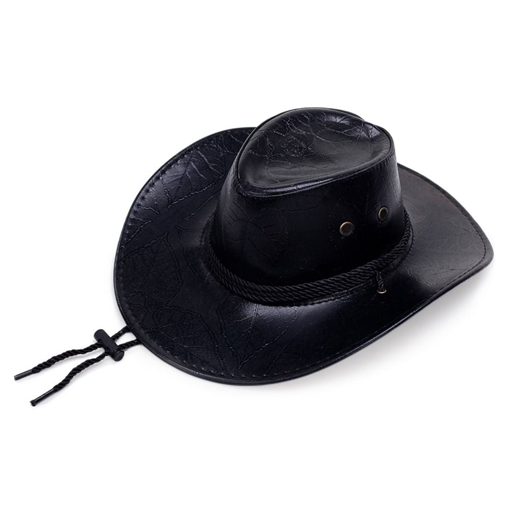 Beaira Leather Cowboy Hat Fashion Western Jazz Sun Visors Outdoor Summer Sun Hats Large Grassland Visors Men Women