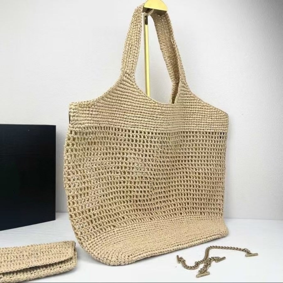Beaira Casual Straw Tote Bag Designer Letters Large Capacity Women Handbags Handmade Woven Summer Beach Bag Commuter Shopping Purses